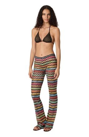 Missoni Flared Pants In Lam&eacute; Viscose With Micro Zigzag Pattern in Black & Multicoloured at Nordstrom, Size 42 It