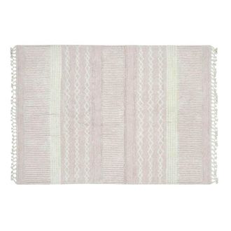 Lorena Canals Alfombra lavable de lana blanco y rosa 140 x 200