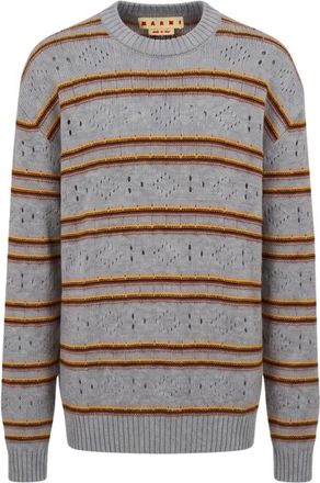 Marni Cashmere trui met opengewerkte breistructuur - Heren - Cashmere truien - Veelkleurig - XL - Truien & Vesten