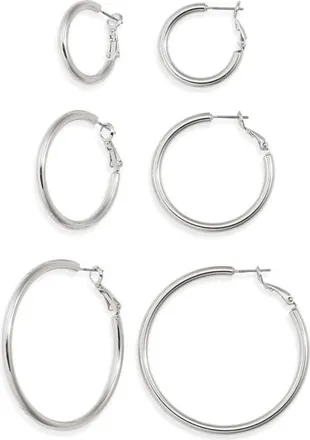 Nordstrom Set of 3 Medium Essential Hoop Earrings in Silver at Nordstrom