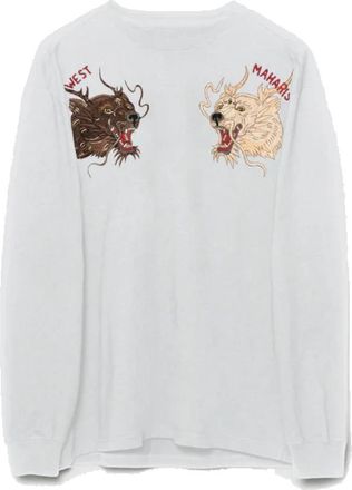 maharishi Duality Bering Bears Embroidered Tee - Heren - Longsleeves - Blauw - M - Katoen - Tops