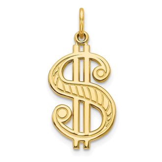 Diamond2Deal 10k Yellow Gold Solid Polished Dollar Sign Charm