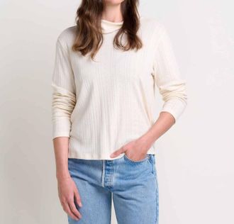 Toad & Co Foothills Pointelle Long Sleeve Turtleneck In Salt