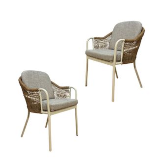 ED&Egrave;N JARD&Iacute; Pack 2 sillas rat&aacute;n para jard&iacute;n color Blanco envejecido