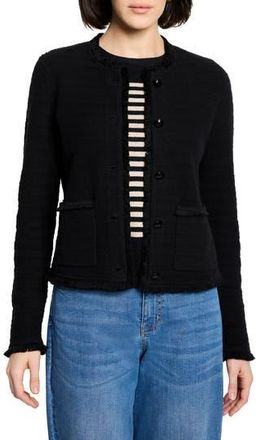 Nic+Zoe Fringe Mix Knit Jacket in Black Onyx at Nordstrom Rack, Size Large P