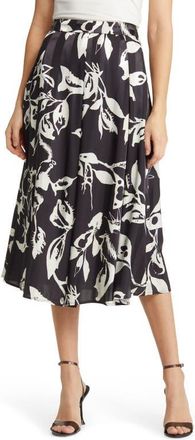 Nikki Lund Ryan Floral Midi Skirt in Black at Nordstrom, Size Large