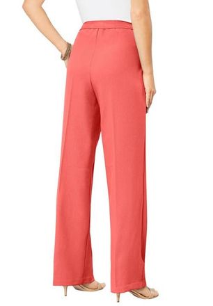 Roaman's Plus Size Wide Leg Bend Over Pant in Sunset Coral at Nordstrom, Size 20