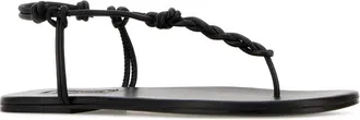Jil Sander Knotted Thong Leather Sandal - Black
