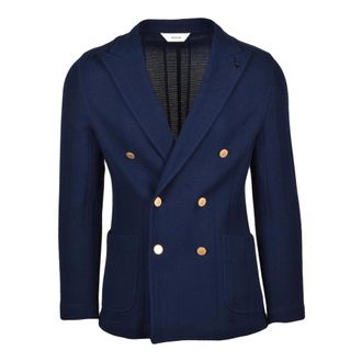 Paoloni Blazers, male, Blue, Size: M Cotton Blazer