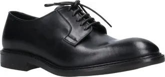 Alexander Hotto Black Rounded-Toe Leather Derby Shoes
