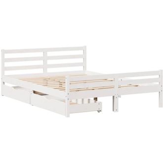 vidaXL Vidaxl - Estructura De Cama Sin Colch&oacute;n Madera De Pino Blanco 135x190 Cm