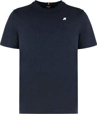 K-Way logo-patch T-shirt - men - Cotton - XXXL - Blue