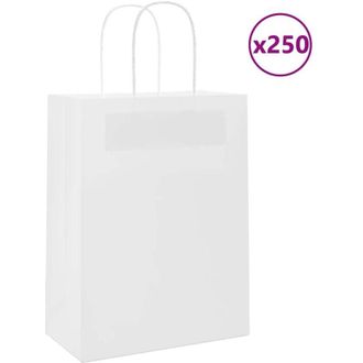 vidaXL Bolsas De Papel Con Asas 250 Uds Blanca 21x11x28 Cm Vidaxl
