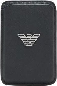 Emporio Armani ASV Regenerated Saffiano Magnetic Card Holder - Heren - Portefeuilles - Zwart - ONE Size - Accessoires