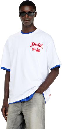 Diesel Cotton T-shirt with flock graphic - T-Shirts - Man - White
