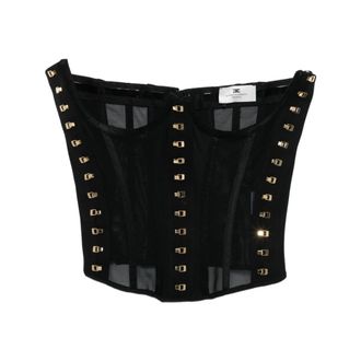 Elisabetta Franchi Sleeveless Tops, female, Black, Size: M Sleeveless Boned Bodice Top