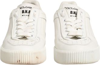 Dolce & Gabbana White Leather MIAMI Low Top Sneakers Womens Shoes (Pre-Owned)