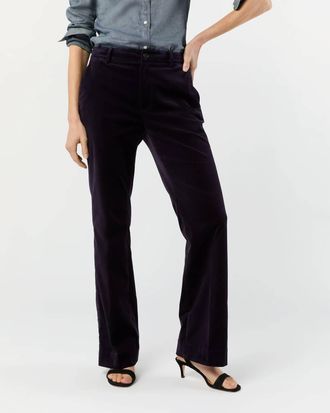 Ann Mashburn Lindy Velvet Trouser Pants In Eggplant