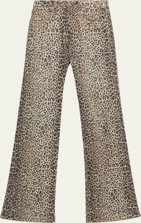 R13 Jane Wide-Leg Leopard Jeans