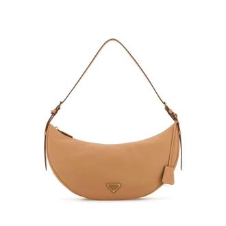 Prada Peach Leather Large Prada Demi-Lune Crossbody Bag