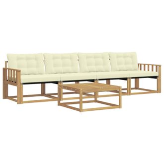 vidaXL Conjunto De Sof&aacute;s De Exterior 5 Pcs Blanco Y Crema Vidaxl