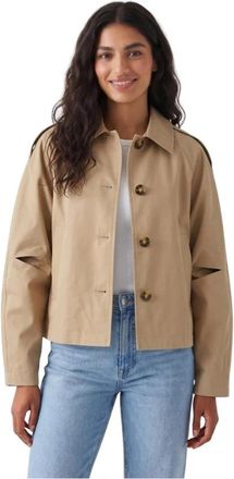 Emma & Gaia Korte Katoenen Trenchcoat - Dames - Zomerjassen - Beige - 2XL - Katoen - Jassen
