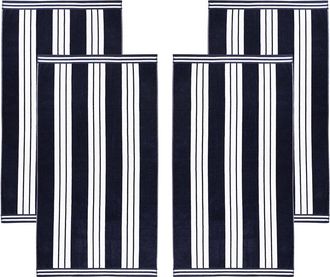 Superior Set Of 4 Cabana Stripe Oversized Cotton Beach Towels