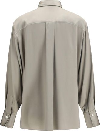 Brunello Cucinelli Womens Silk Satin Shirt, Rosemary
