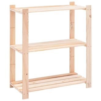 Berkfield Home Durable 3-Tier Storage Racks 10 pcs 80x38x90 cm Solid Pinewood 150 kg in Beige | Size: 80 x 38 x 90 cm
