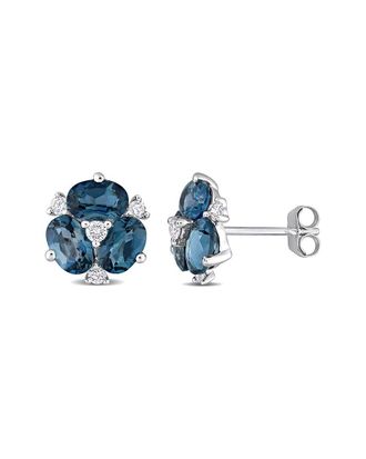 Rina Limor 14K 3.22 Ct. Tw. Diamond & Blue Topaz Earrings