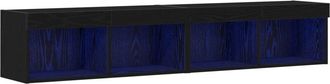 vidaXL Vidaxl - Gabinete De Tv 2 Pcs Roble Negro 80 X 30 X 30 Cm