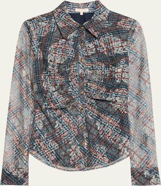 Ramy Brook Plaid Hamilton Button-Front Blouse