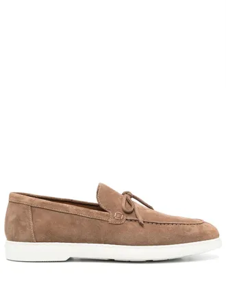 Doucal's lace-detailing suede loafers - Brown