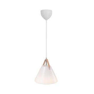 Nordlux Modern Indoor Pendant Light White Glass E27 Brown & Black Strap - Mains Powered, IP20