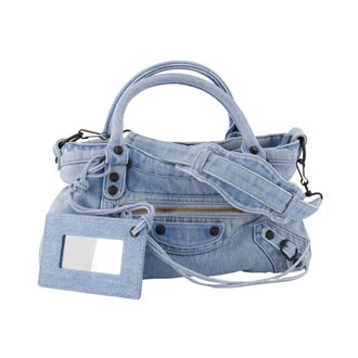 Balenciaga Tassen, Dames, Blauw, ONE Size, Katoen, Le City First Bag