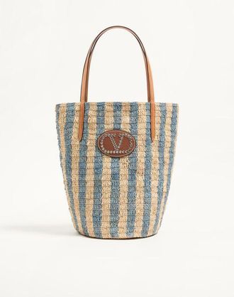 Valentino Garavani Valentino Garavani striped raffia shopping bag Wo
