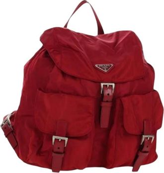 Prada Pre-owned Backpacks, female, Red, Size: ONE SIZE Pre-owned Vintage Nylon Backpack