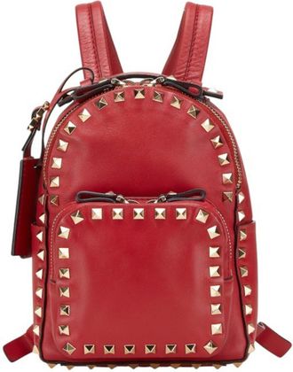 Valentino Red Color Leather Backpack (Pre-Owned)