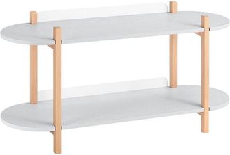 SoBuy Sobuy Estante De Almacenamiento, Biblioteca De 2 Niveles, Mesa Auxiliar De Madera De 2 Pisos, Estante De Pie, Mesa Consola, Peque&ntilde;a Mesa Baja Para Sal