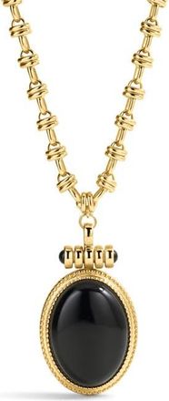 Luv AJ The Midnight Mesa Black Agate Pendant Necklace in Gold at Nordstrom