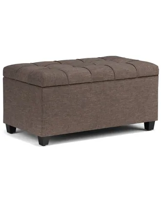 Simpli Home Sienna 33in Transitional Rectangle Storage Ottoman Bench