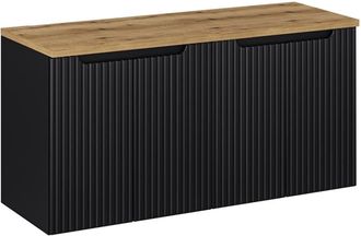 Petits Meubles Mueble bajo lavabo 4 puertas encimera estratificado Negro marr&oacute;n