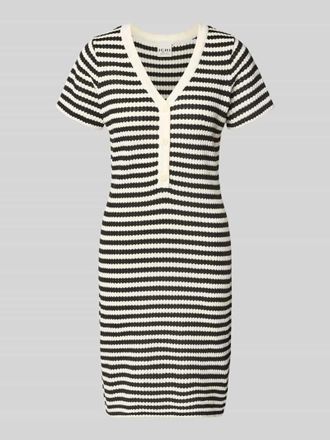 Ichi Knielanges Strickkleid mit V-Ausschnitt Modell LORIANNA in Black, Gr&ouml;&szlig;e XXL