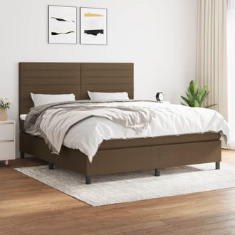 vidaXL Vidaxl - Cama Box Spring Con Colch&oacute;n Tela Marr&oacute;n Oscuro 160x200 Cm