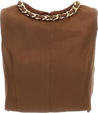 Elisabetta Franchi Cropped linen-blend top