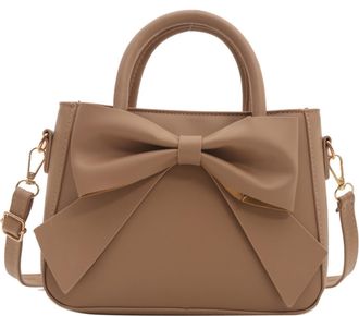 Generic Womens Cute Top-Handle Bag, PU Crossbody Bag, Bow Design and Lightweight, Applies to Daily Use, Outfits and Casual Occasions (khaki,22 * 9 * 16cm)