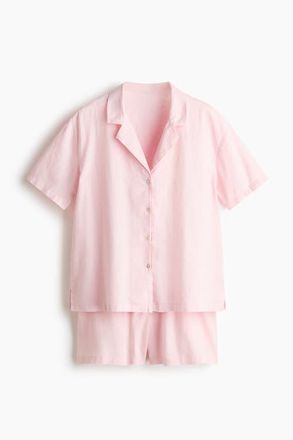 H&M Linen-blend Pyjamas in Light Pink at Nordstrom, Size X-Small