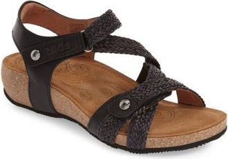 Taos Trulie Wedge Sandal in Black Leather at Nordstrom, Size 10-10.5Us