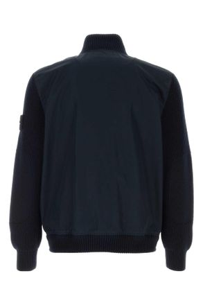 Stone Island Mens Navy Blue Cotton Jacket Navyblue Exterior: Giubbini