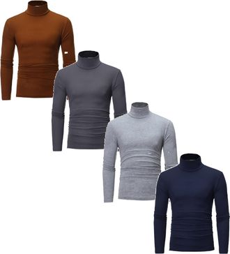 Generic Mens Turtleneck Jumper Long Sleeve Roll Neck,Mens Thermal Baselayer Top - Combed Cotton Sweater, Roll Neck Jumper, Breathable, Quick Drying & Fitted S
